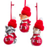 Forest Animals With Knit Hat Ornaments, 3 Assorted