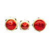 Glass Red & White With Holly Ball, Finial and Onion Shaped Ornaments, 3 Assorted