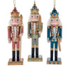 6“ Wooden Teal, Desert Rose & Green Nutcracker Ornaments, 3 Assorted