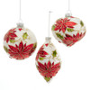 Glass Poinsettia Leaf Ball, Drop & Onion Ornaments, 3 Assorted
