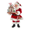 12“ Fabriché™ Battery Operated Santa With Light-Up Gingerbread House