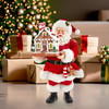 12“ Fabriché™ Battery Operated Santa With Light-Up Gingerbread House