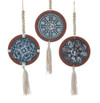 Wooden Back Metal Round Ornaments, 3 Assorted