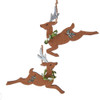 Wooden Cork Deer With Sage Wreath Ornaments, 2 Assorted