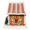 9“ Battery Operated Gingerbread House With Santa & Ribbon Candy Roof