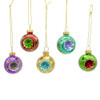 45MM Miniature Multicolored Glass Reflector Ornaments, 9-Piece Box