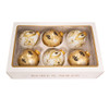 80MM Glass Gold and White Ball Ornaments, 6-Piece Box