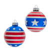 80MM Glass Red, White and Blue Stars and Stripes Glass Ball Ornaments, 6-Piece Box