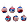 80MM Glass Red, White and Blue Stars and Stripes Glass Ball Ornaments, 6-Piece Box