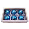 80MM Glass Blue and Silver Glitter Snowflake Ball Ornaments, 6-Piece Box