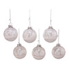 80MM Glass Clear Ball With White Tree Design Ornaments, 6-Piece Box