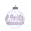80MM Glass Clear Ball With White Tree Design Ornaments, 6-Piece Box