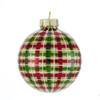 80MM Glass Red and Green Plaid Ball Ornaments, 9-Piece Box