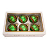 80MM Glass Green Ball Ornament With Red and Gold Fleur-De-Lis Design, 6-Piece Box