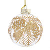 80MM Glass Ball With Gold Pinecone Design Ornaments, 6-Piece Box