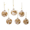 80MM Glass Ball With Gold Pinecone Design Ornaments, 6-Piece Box