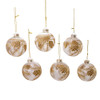 80MM Glass Ball With Gold Pinecone Design Ornaments, 6-Piece Box
