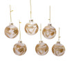80MM Glass Ball With Gold Pinecone Design Ornaments, 6-Piece Box