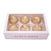 80MM Glass Ball With Gold Pinecone Design Ornaments, 6-Piece Box
