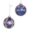 80MM Glass Navy and Silver Ball Ornaments, 6-Piece Box