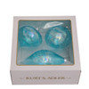 80MM Glass Blue Finial, Onion, and Ball Ornaments, 3-Piece Box