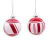 80MM Glass Red and White Ball Ornaments, 6-Piece Box