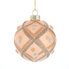 80MM Glass Champagne and Peach Glittered Ball Ornaments, 6-Piece Box