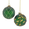 80MM Glass Gold and Emerald Green Embellished Ball Ornaments, 6-Piece Box