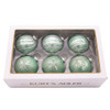80MM Glass Silver and Aqua Embellished Ball Ornaments, 6-Piece Box