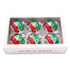 80MM Glass Red and Green Reindeer Design Ball Ornaments, 6-Piece Box