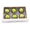80MM Glass Green Leaf Design Ball Ornaments, 6-Piece Box