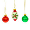 35MM Glass Green & Red Ball and Finial Ornaments, 12 Piece Box