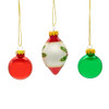 35MM Glass Green & Red Ball and Finial Ornaments, 12 Piece Box