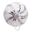 80MM Glass White Glittered Swirl Ball Ornaments, 6-Piece Box