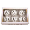 80MM Glass White Glittered Swirl Ball Ornaments, 6-Piece Box