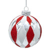 80MM Glass Red, White and Silver Ball Ornaments, 6-Piece Box