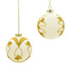 80MM Glass White With Gold Beading Ball Ornaments, 6-Piece Box