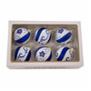 80MM Glass Blue & White Ball Ornaments, 2 Assorted; 6 Piece Box