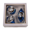 80MM Glass Blue Snowflake Ball, Onion and Teardrop Shaped Ornaments, 3-Piece Box