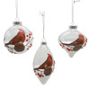 80MM Glass Transparent Cardinal Ball, Onion and Teardrop Shaped Ornaments, 3-Piece Box