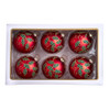 80MM Glass Red Ball With Holly and Berries Ornaments, 6 Piece Box