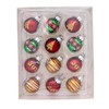 25MM Miniature Glass Red & Green Ball Ornaments, 12 Piece Box
