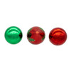 35MM Glass Green & Red With Holly Leaves Teardrop & Ball Ornaments, 12-Piece Box
