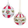 80MM Glass Holly Leaves Ball Ornaments, 2 Assorted, 6-Piece Box
