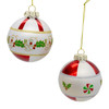 80MM Glass Holly Leaves Ball Ornaments, 2 Assorted, 6-Piece Box