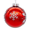 80MM Glass Shiny Red With Silver Snowflake Ball Ornaments, 6-Piece Box