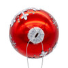 80MM Glass Shiny Red With Silver Snowflake Ball Ornaments, 6-Piece Box
