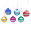80MM Glass Multicolor Striped Ball Ornaments, 6-Piece Box
