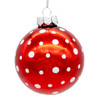 80MM Glass Red Polka Dot Ball Ornaments, 6-Piece Box