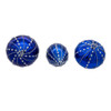 80MM Glass Shiny Blue Gemmed Onion, Finial & Ball Ornaments, 3-Piece Box